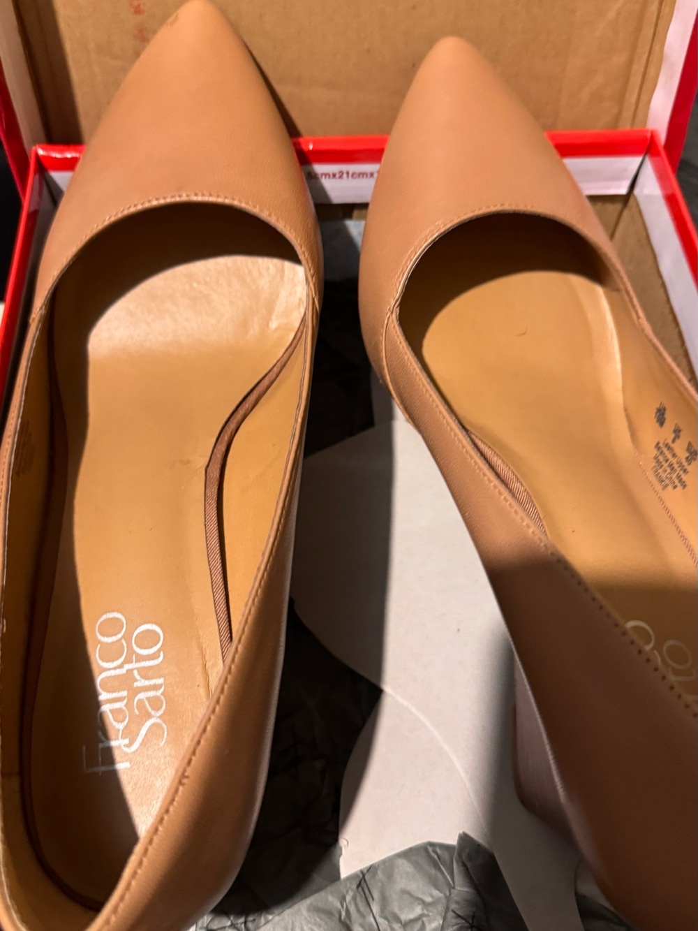 Franco Sarto Tan Pointed Wedge Pumps